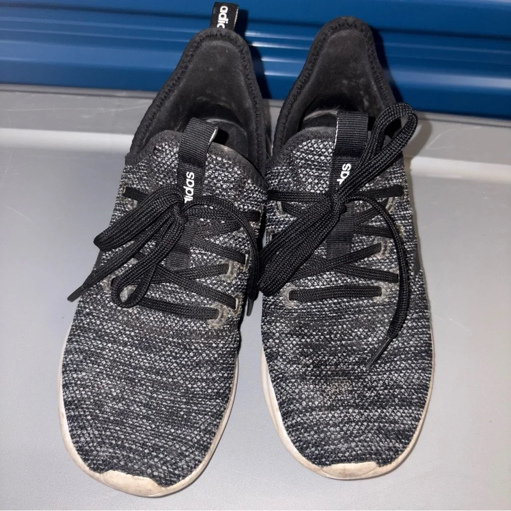 Adidas Cloud Foam Women’s Black and Gray Knit Sneakers - Picture 1 of 7